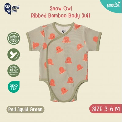 New !!  Snow owl Body Suit  คอลเล็กชั่น Sleeping is my thing เสื้อผ้าเด็ก ชุดเด็กแขน-ขาสั้น  3-6 M - Squid Green